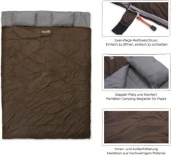 Where Tomorrow Double Slaapzak 220 X 150 Cm Diverse Kleuren - Bruin -Winkel Voor Kampeerartikelen Voor Buiten 1200x1090