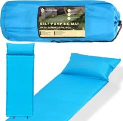Springos Slaapmat | Zelfopblazend | 186 Cm | Inclusief Hoes & Hoofdkussen | Lichtblauw -Winkel Voor Kampeerartikelen Voor Buiten 1200x1175